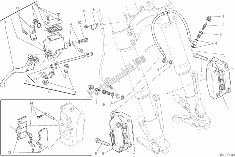 All parts for the Front Brake System of the Ducati Monster 821 Dark 2020